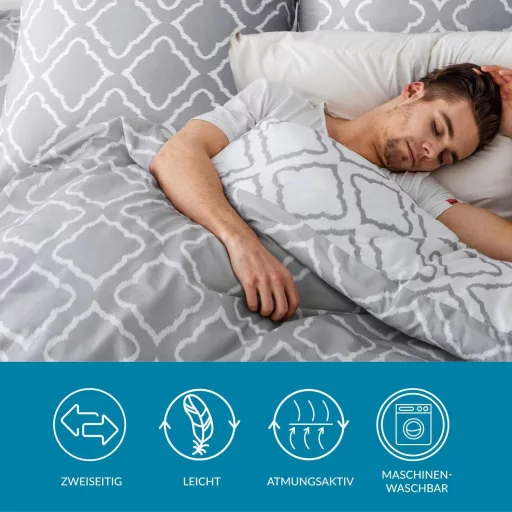 Bedsure 3 részes mikroszálas ágynemű szett 200x220 cm szürke kockás