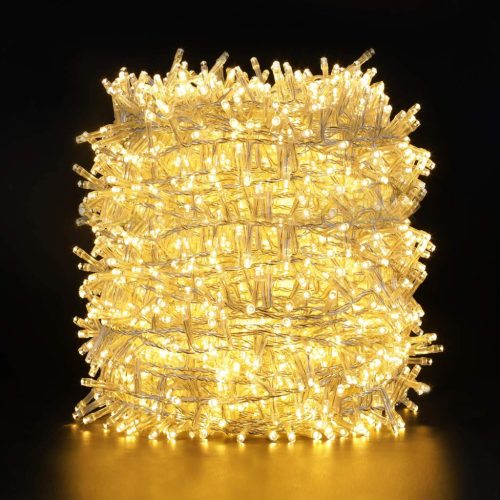 GlobaLink LED Fényfüzér 50m - Kültéri-Beltéri 2000 LED, IP44 Vízálló, 8 Világítási Mód, Memória Funkcióval, Meleg Fehér