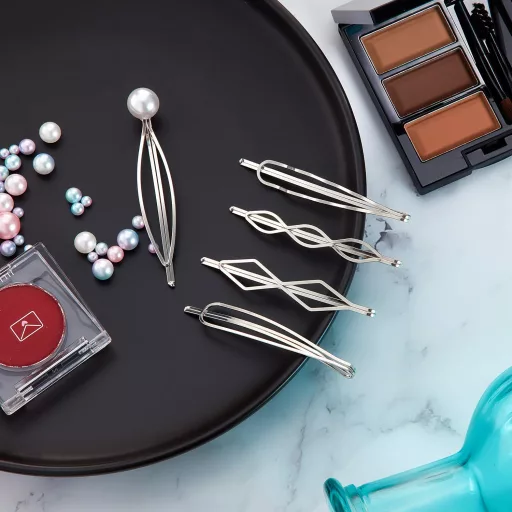 meekoo Agrafuri Geometrice de Păr Metalice 10 buc - Ornamente de Păr Minimaliste Argintii pentru Femei în 5 Stiluri Diferite, Accesorii de Păr Elegante