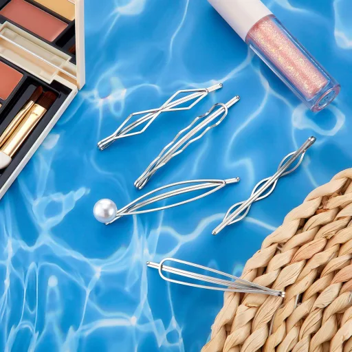 meekoo Geometriai Fém Hajcsatok 10 db - Minimalista Ezüst Hajdíszek Nőknek 5 Különböző Stílusban, Elegáns Hajkiegészítők