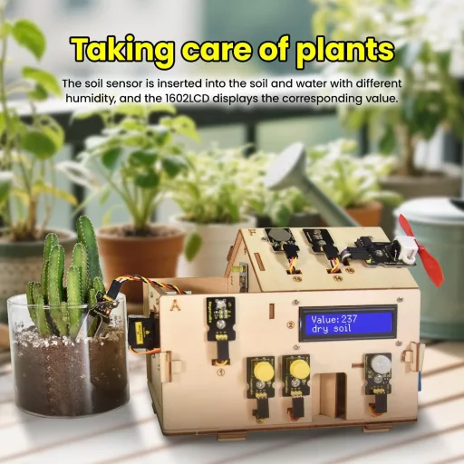 KEYESTUDIO Okosotthon Kezdőkészlet Arduino IoT Kompatibilis, Elektronikai Projektépítő Szett UN0 R3 Mikrovezérlővel, 14+ Éves Korosztálynak