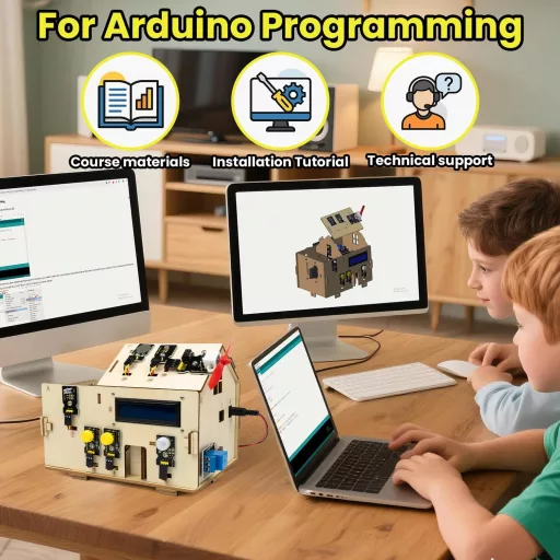 KEYESTUDIO Okosotthon Kezdőkészlet Arduino IoT Kompatibilis, Elektronikai Projektépítő Szett UN0 R3 Mikrovezérlővel, 14+ Éves Korosztálynak