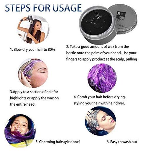 HTRUIYATY Vopsea de păr temporară tip ceară, cremă lavabilă pentru carnaval, cosplay, petreceri de Halloween