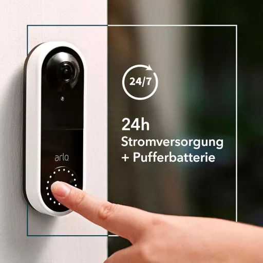 Arlo Essential Vezeték Nélküli Videó Kaputelefon - WiFi, 1536p Felbontás, 180° Látószög, Éjjellátó, Okostelefonról Vezérelhető, Fehér