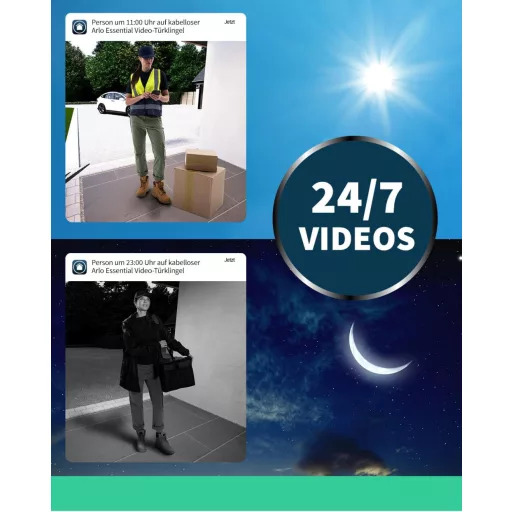 Videointerfon Wireless Arlo Essential - WiFi, Rezoluție 1536p, Unghi de vizualizare 180°, Vedere nocturnă, Controlabil de pe smartphone, Alb