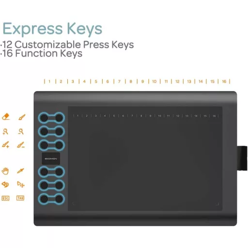 GAOMON M106K PRO 10x6" Professzionális Grafikus Rajztábla 28 Programozható Gombbal - Windows/Mac/Android Kompatibilis - Digitális Rajzolásho