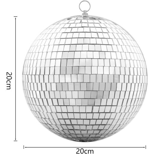 Devan Bilă Disco Argintie 20 cm - Glob Discotecă pentru Petreceri, Nunți și Festivaluri - Lampă Disco din Sticlă Suspendabilă, Decor pentru Karaoke și Scenă