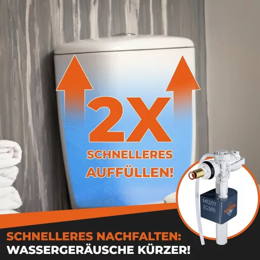 LA MAISON SAB Plovak - Ventil za punjenje vodokotlića, Horizontalna ugradnja, Štedljiv, Bijeli, CE certifikat, Jednostavna montaža, 21 Bar