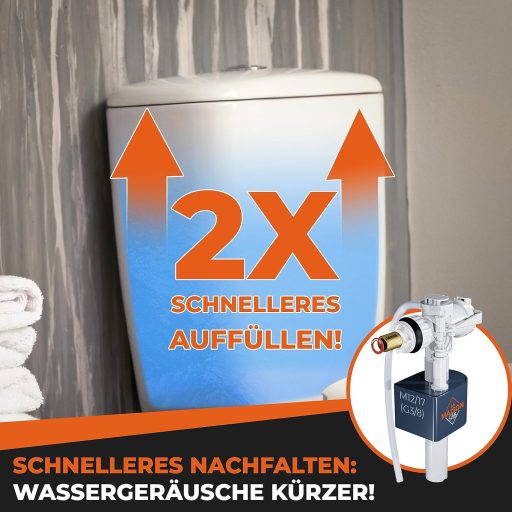 LA MAISON SAB Úszószelep - WC Tartály Töltőszelep, Vízszintes Beépítés, Víztakarékos, Fehér, CE Tanúsított, Egyszerű Összeszerelés, 21 Bar