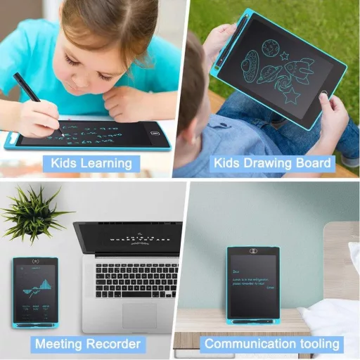 Modrý LCD kresliaci tablet 8,5" pre deti - s čiastočným vymazaním