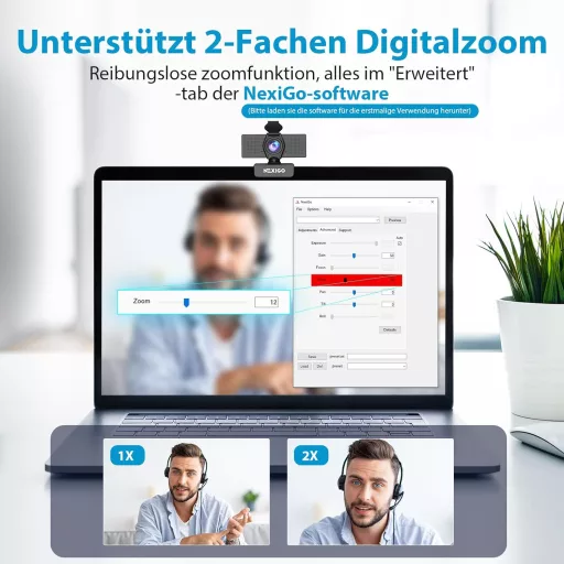 NexiGo N60 1080P HD webkamera mikrofonnal, 110° látószöggel, Zoom/Skype kompatibilis