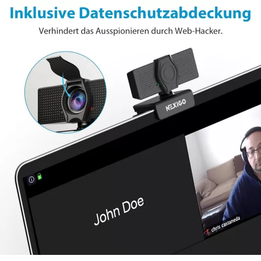 NexiGo N60 1080P HD webkamera mikrofonnal, 110° látószöggel, Zoom/Skype kompatibilis