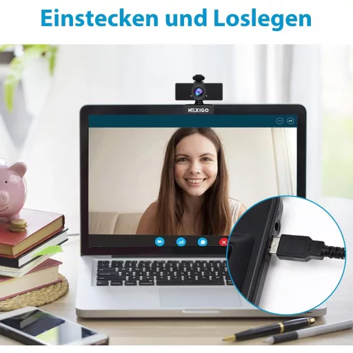 NexiGo N60 1080P HD webkamera mikrofonnal, 110° látószöggel, Zoom/Skype kompatibilis
