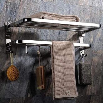   XIAJIA Polírozott Rozsdamentes Acél Falra Szerelhető Törölközőtartó 40x24x19,5cm