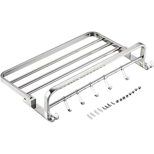 XIAJIA Polírozott Rozsdamentes Acél Falra Szerelhető Törölközőtartó 40x24x19,5cm