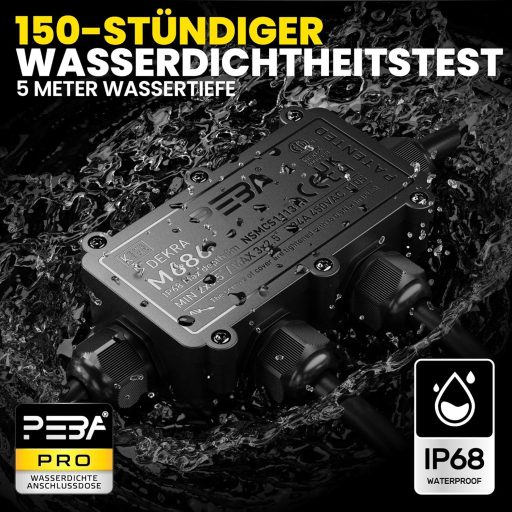 PEBA IP68 Vízálló Elosztódoboz Kábel Csatlakozó 4-12mm Kültéri Fekete