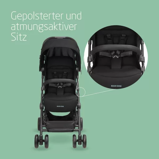 Maxi-Cosi Lara2 Babakocsi 0-22kg Könnyű Kompakt Összecsukható Fekete