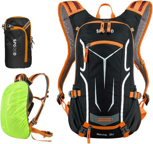 Rucsac de ciclism SPGOOD - Impermeabil, Ultralejer, Geantă de drumeție unisex cu husă de ploaie și suport pentru cască - Rucsac MTB pentru biciclete de munte