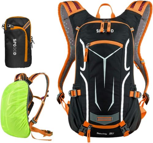 Rucsac de ciclism SPGOOD - Impermeabil, Ultralight, Rucsac de drumeție Unisex cu husă de ploaie și suport cască - Geantă MTB pentru biciclete de munte