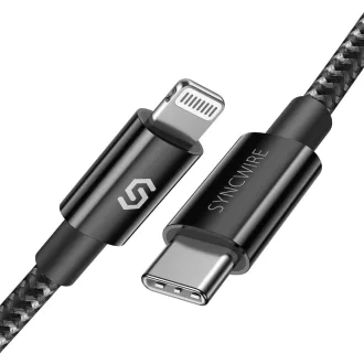   Cablu USB-C la Lightning Apple MFi pentru iPhone, încărcare rapidă, negru.