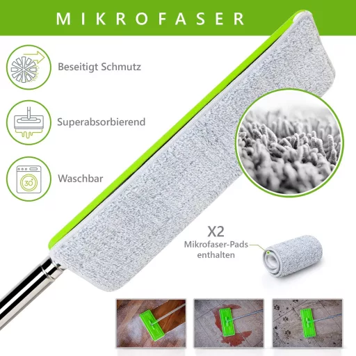 EasyGleam 2 rezerve mop microfibră pentru curățarea pardoselilor, lavabile, pentru toate tipurile de pardoseli