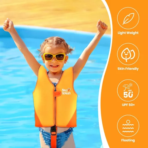 NEO-SPLASH Dječji prsluk za plivanje za dječake i djevojčice od 1 do 6 godina s podesivim sigurnosnim remenima