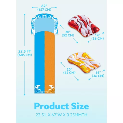 JOYIN 685 cm csúszda vízcsúszdával, 2 testdeszkával és beépített permetezővel