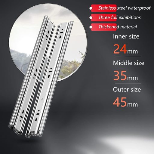 AOLISHENG Rozsdamentes Acél Fiókcsúszó 300mm - Teljes Kihúzású Golyóscsapágyas Oldalsó Sínek Konyhaszekrényhez, 45kg Teherbírás, 1 Pár