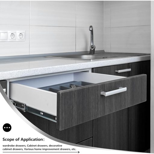 AOLISHENG Rozsdamentes Acél Fiókcsúszó 300mm - Teljes Kihúzású Golyóscsapágyas Oldalsó Sínek Konyhaszekrényhez, 45kg Teherbírás, 1 Pár