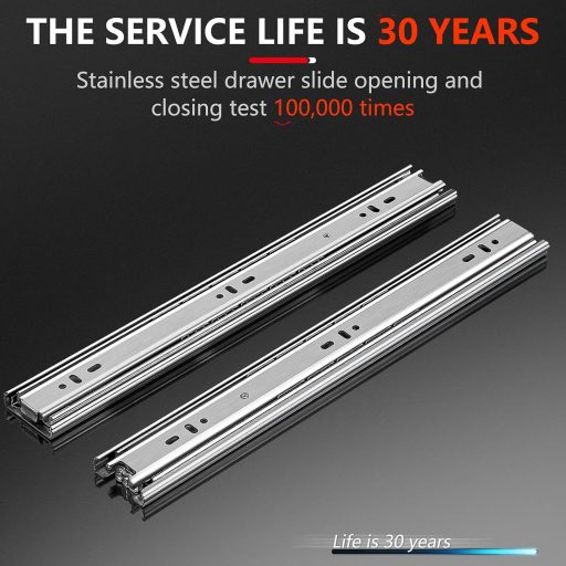 AOLISHENG Rozsdamentes Acél Fiókcsúszó 300mm - Teljes Kihúzású Golyóscsapágyas Oldalsó Sínek Konyhaszekrényhez, 45kg Teherbírás, 1 Pár