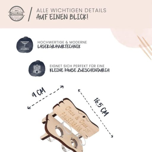 Gravírozott Pálinka Pad Nagyszülőknek, 2 Pohárral - "Omas & Opas Pausenbank"