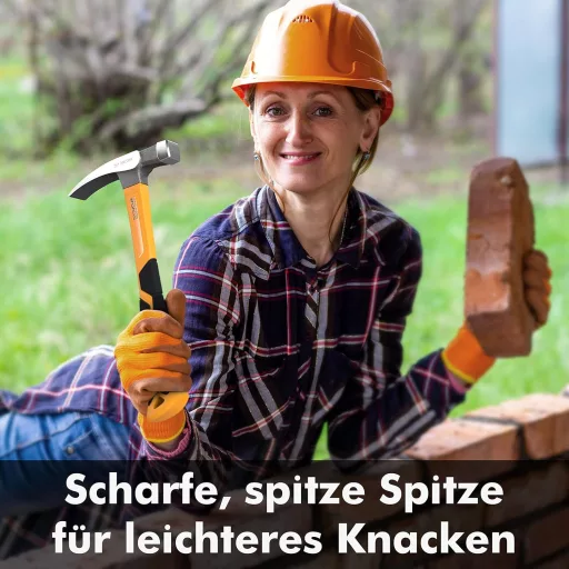 DIY Doctor Kőműves Kalapács 600g - Kovácsolt Acél Fej Üvegszálas Nyéllel - Csúszásmentes Fogás Kőmunkához és Szegezéshez