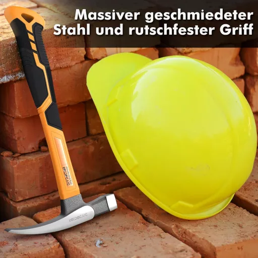 DIY Doctor Kőműves Kalapács 600g - Kovácsolt Acél Fej Üvegszálas Nyéllel - Csúszásmentes Fogás Kőmunkához és Szegezéshez