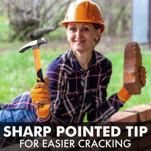 DIY Doctor Kőműves Kalapács 600g - Kovácsolt Acél Fej Üvegszálas Nyéllel - Csúszásmentes Fogás Kőmunkához és Szegezéshez