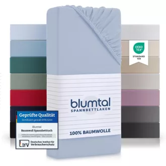   Cearșaf cu elastic Blumtal Jersey 140x200 cm, albastru deschis, bumbac Oeko-Tex