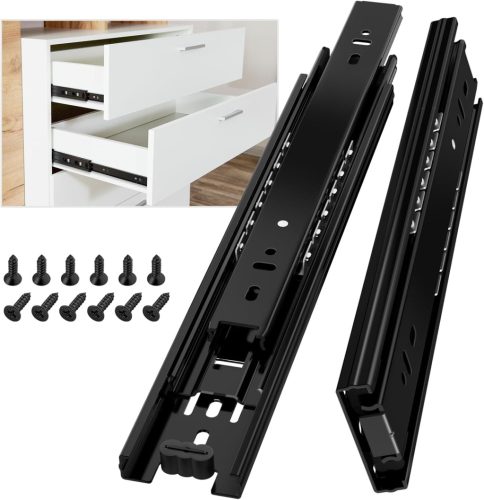 Set de glisiere sertar AOLISHENG 250 mm - Glisiere sertar cu bile, extracție totală, pentru dulapuri de bucătărie, capacitate de încărcare 45 kg, montare laterală, 1 pereche