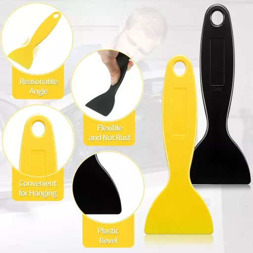 Mudder Set Spatule 3D pentru Imprimantă, 12 bucăți - Răzuitor de Plastic, Instrument pentru Îndepărtarea Bulelor de Aer, pentru Rășină, Folie de Vinil, Chit - Negru