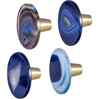   mookaitedecor 4-dielna sada úchytiek na dvere a zásuvky z modrého achátu do kuchyne