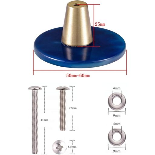 mookaitedecor Set de 4 mânere albastre din agat pentru uși, dulapuri, sertare, butoni pentru bucătărie