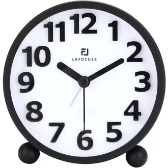   Lafocuse Analóg Ébresztőóra 10,5" Csendesen Működő 3D Számokkal Éjszakai Fénnyel