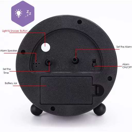 Lafocuse Analóg Ébresztőóra 10,5" Csendesen Működő 3D Számokkal Éjszakai Fénnyel