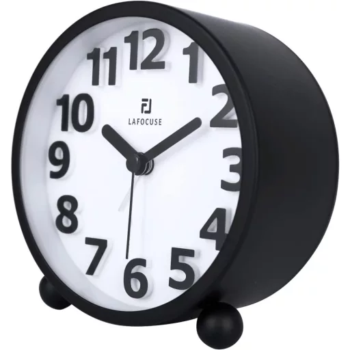 Lafocuse Analóg Ébresztőóra 10,5" Csendesen Működő 3D Számokkal Éjszakai Fénnyel