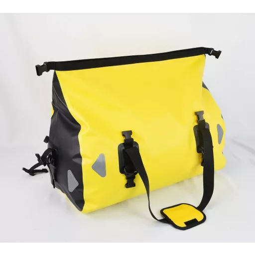 WILD HEART 66L Vízálló Utazótáska Sárga Erősített Varrással Kajak Kempingezés Motorozás