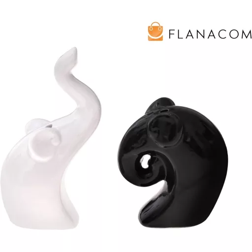 Flanacom Porcelán Só és Bors Szóró Elefánt Pár - Vicces Fűszertartó Ajándék