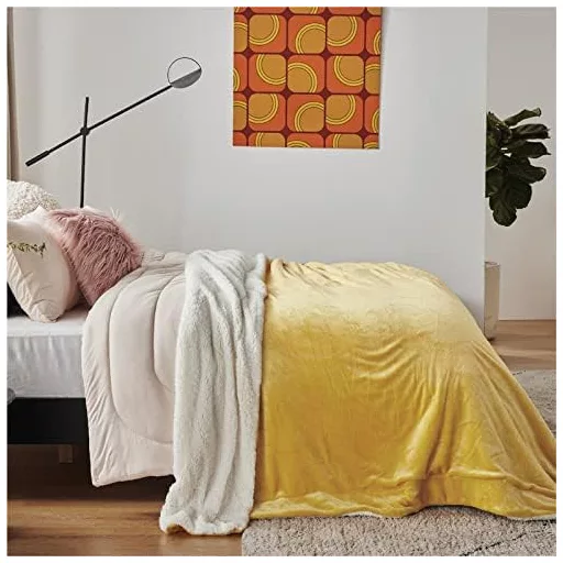 Pătură Bedsure Sherpa Dublă Față, Plaid Flanel Extra Moale pentru Canapea și Pat