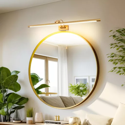 MantoLite LED Tükörlámpa 90 cm Réz - 16W, 3000K Meleg Fehér Fény, IP44 Vízálló, Húzókapcsolós Fürdőszobai Fali Világítás, 270° Állítható
