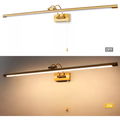 MantoLite Lampă LED pentru oglindă, 90 cm, Cupru - 16W, 3000K Lumină Albă Caldă, IP44 Rezistentă la Apă, Iluminat de Perete pentru Baie cu Comutator cu Șnur, Ajustabilă la 270°