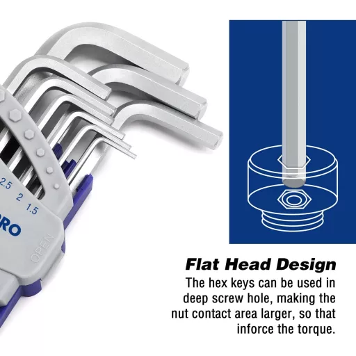 WORKPRO 18 részes Torx és gömbfejű imbuszkulcs szett 1.5-10mm Cr-V acél