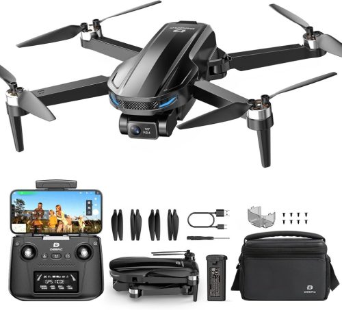 DEERC D10 Összecsukható Drón 2K HD Kamerával - FPV Élő Videó, Gesztus Vezérlés, Szelfi Mód, Magasságtartás, Kezdőknek, 2 Akkumulátorral és H