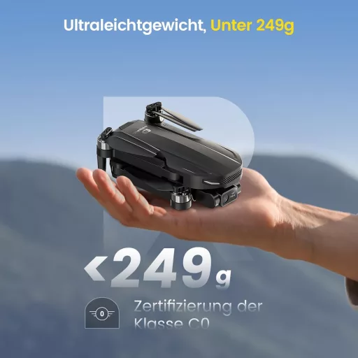 Dronă pliabilă DEERC D10 cu cameră 2K HD - Video live FPV, Control prin gesturi, Mod selfie, Menținere altitudine, Pentru începători, cu 2 Baterii și H